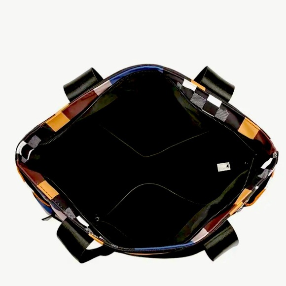 NWOT-Trendy Checkered Colorblock Tote Bag-Large Capacity Handbag, 11”x 12”x 6” - Picture 4 of 5